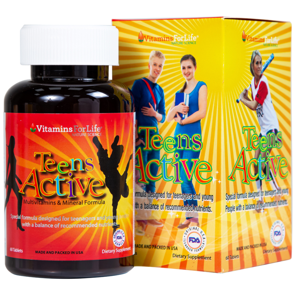 VIÊN UỐNG BỔ SUNG KHOÁNG CHẤT CHO THANH THIẾU NIÊN TEEN ACTIVE VITAMINS FOR LIFE 60V