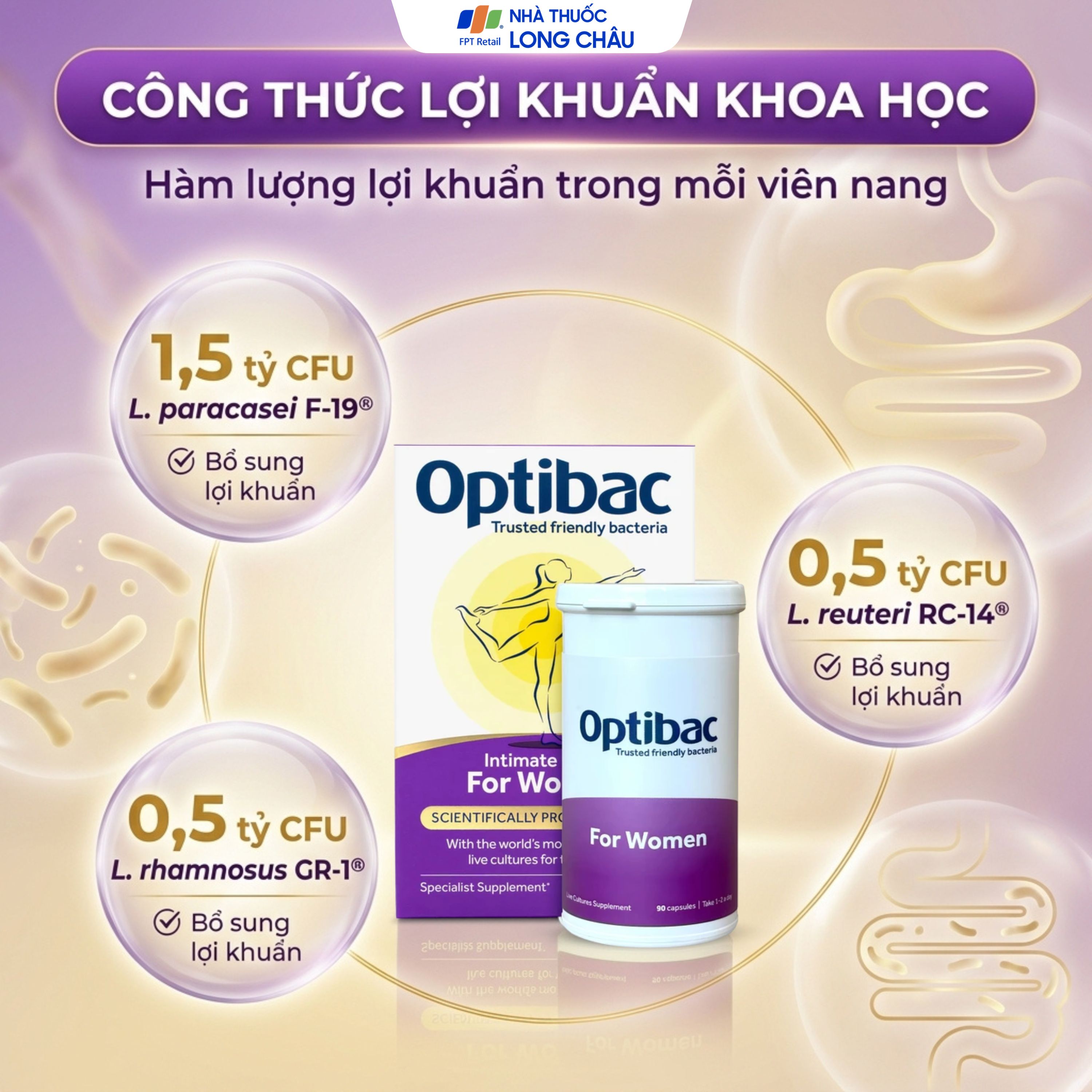 VIÊN UỐNG BỔ SUNG LỢI KHUẨN CHO NỮ GIỚI OPTIBAC FOR WOMEN 90V 4