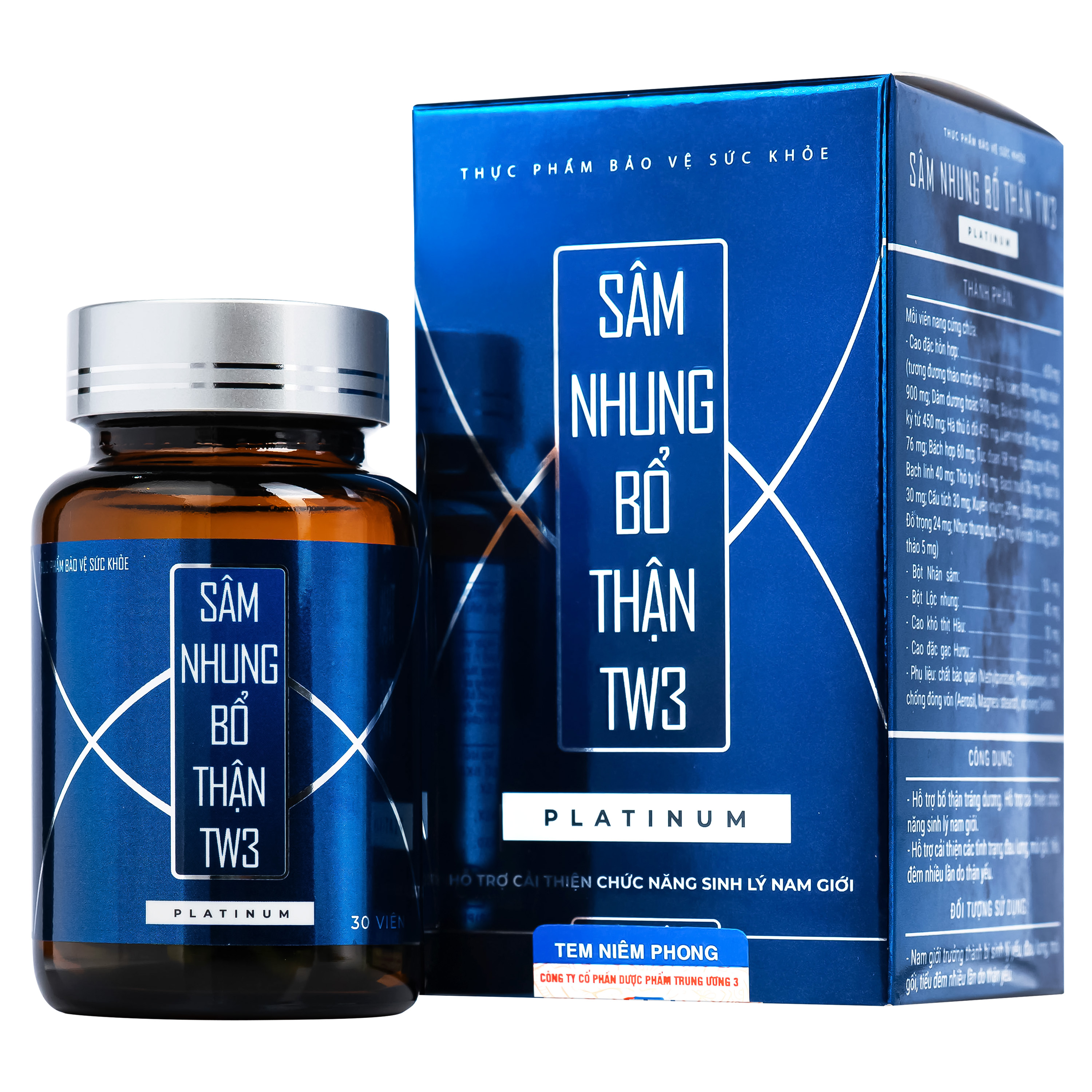 Sâm Nhung Bổ Thận TW3 Platinum hỗ trợ bổ thận tráng dương (30 viên)