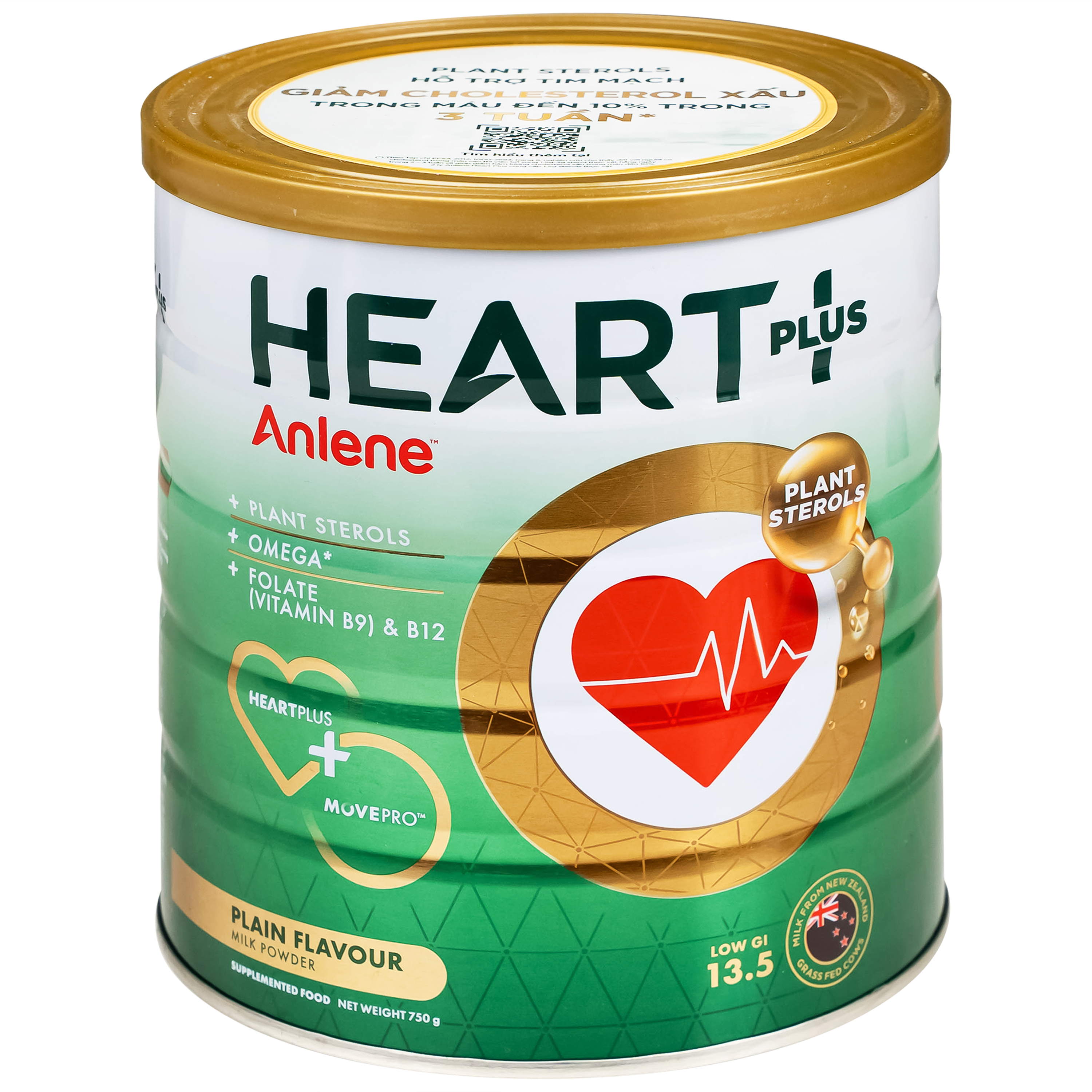 Sữa Anlene Heart Plus chứa hệ dưỡng chất dành cho người quan tâm đến sức khỏe tim mạch (750g)