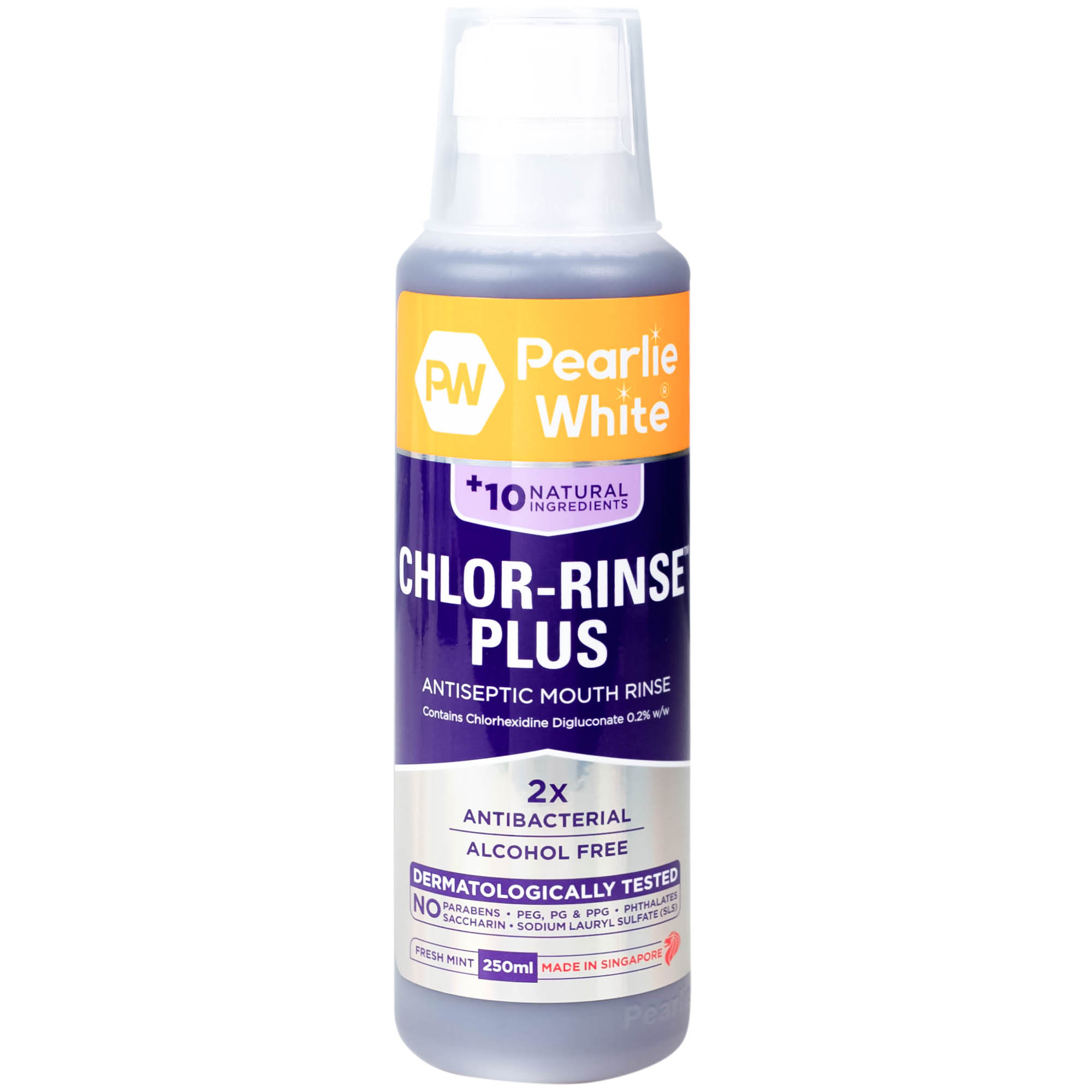 Nước súc miệng Pearlie White Chlor-Rinse Plus 250ml