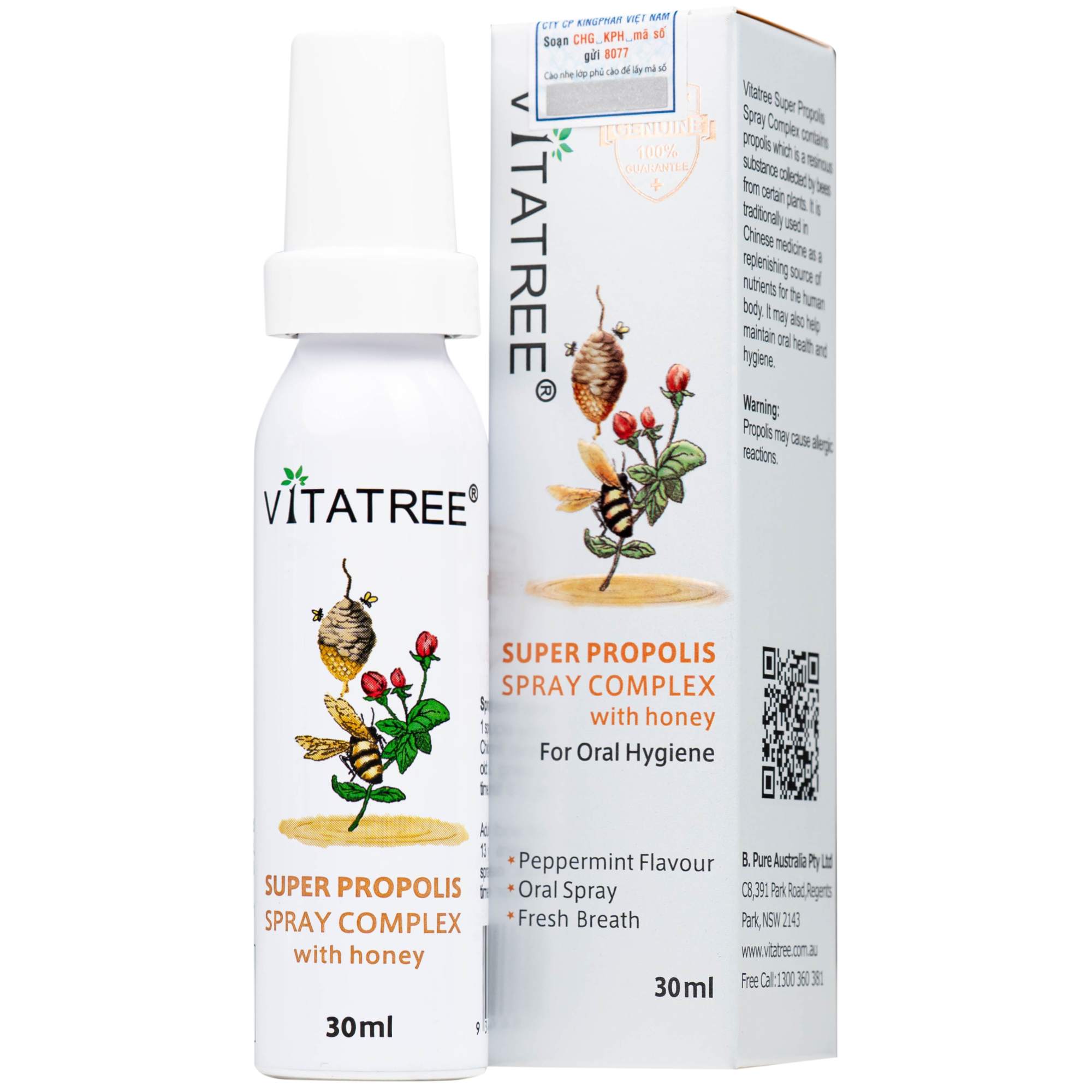 XỊT HỌNG KEO ONG VITATREE SUPER PROPOLIS SPRAY COMPLEX WITH HONEY 30ML