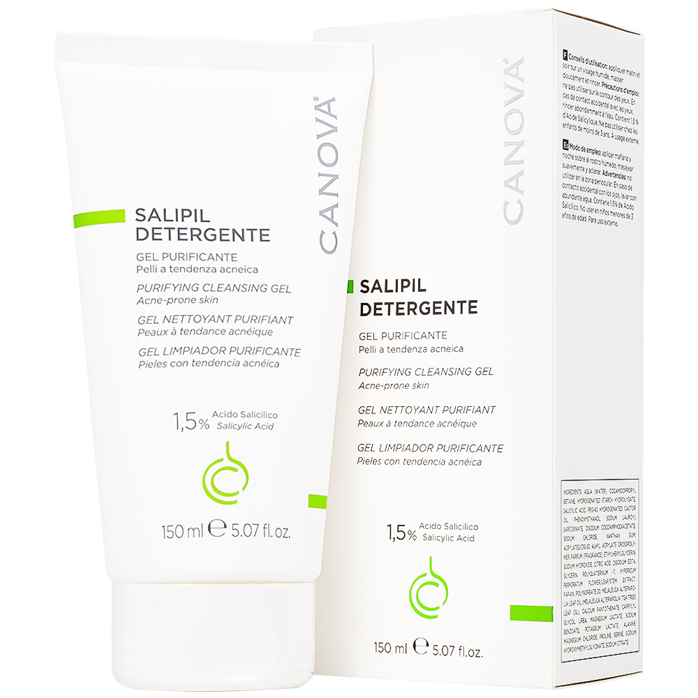 Gel rửa mặt ngừa mụn Canova Salipil Detergente Purifying Cleansing Gel Sifarma 150ml