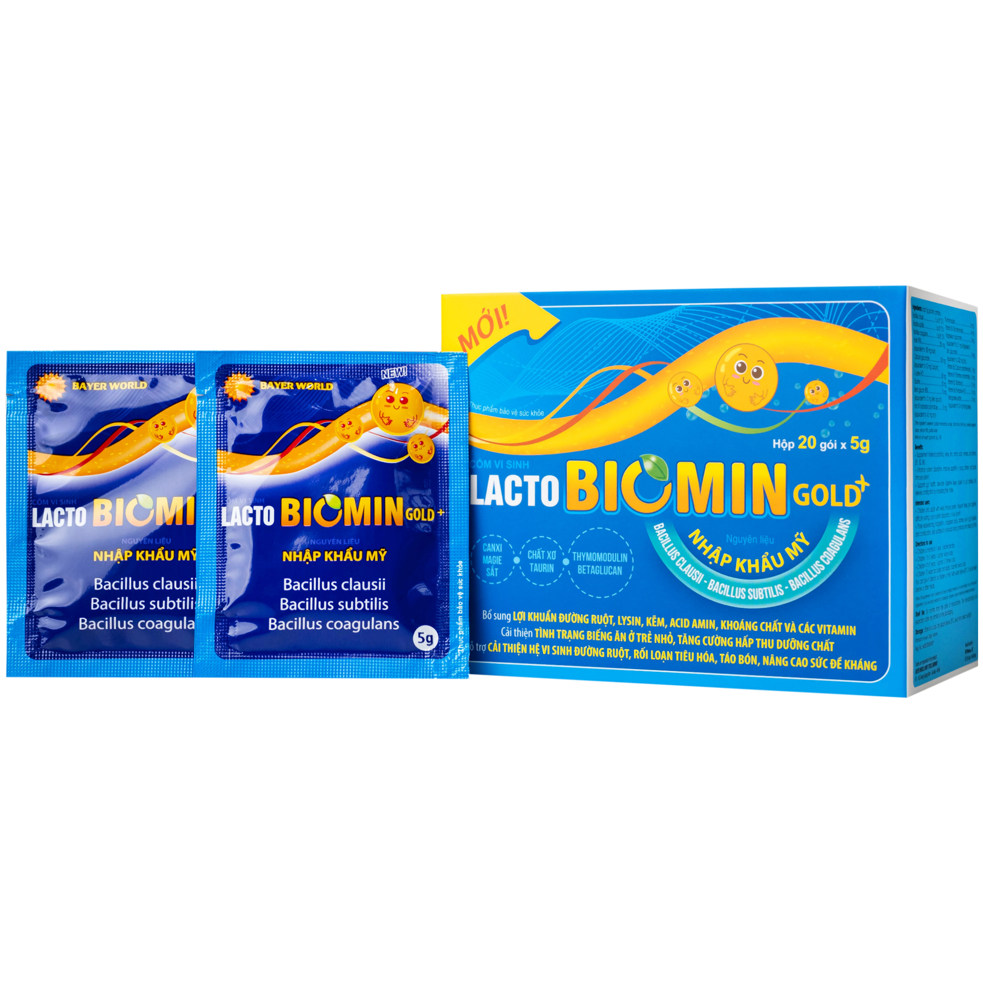 Cốm vi sinh bổ sung lợi khuẩn đường ruột Lacto Biomin Gold New Hdpharma (20 gói x 5g)