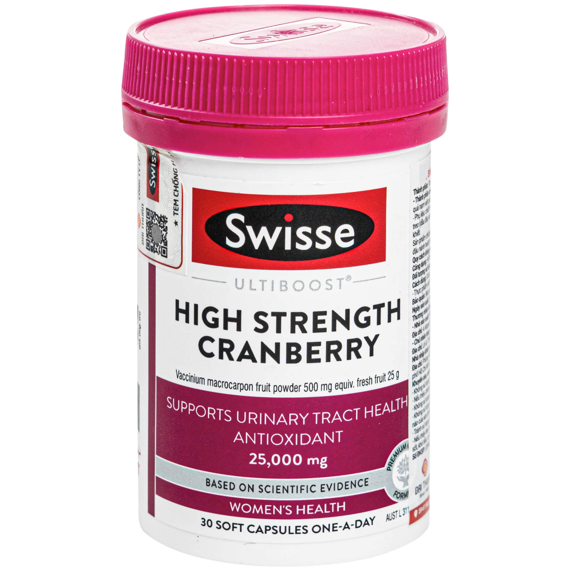 VIÊN UỐNG HỖ TRỢ SỨC KHỎE ĐƯỜNG TIẾT NIỆU SWISSE ULTIBOOST HIGH STRENGTH CRANBERRY 30V