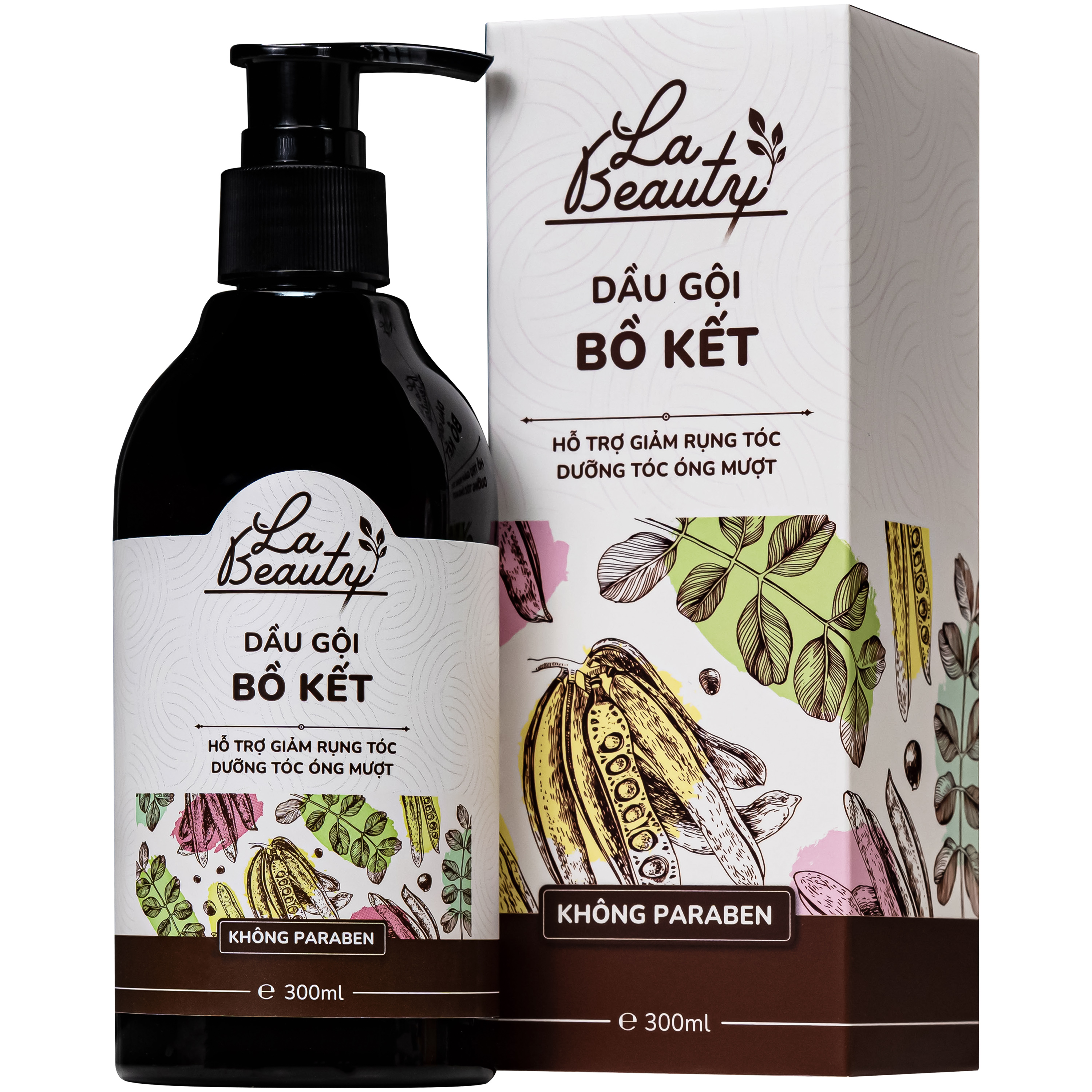 Dầu gội Bồ Kết cô đặc La Beauty giảm gãy rụng, dưỡng tóc óng mượt (300ml)