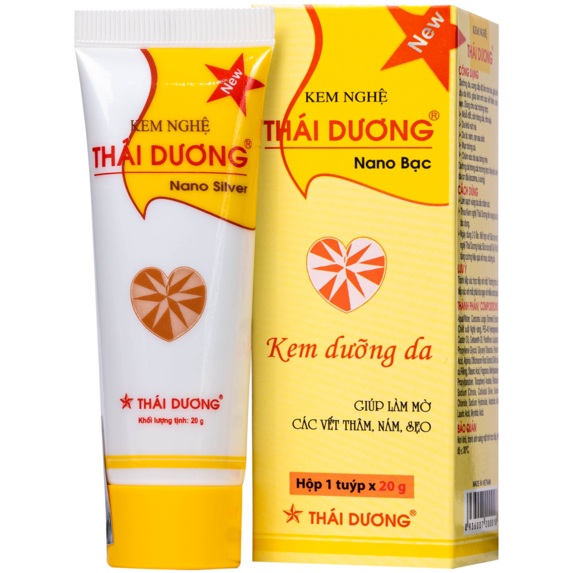 Kem bôi mờ thâm sẹo Thái Dương chứa nghệ, vitamin nano bạc 20g