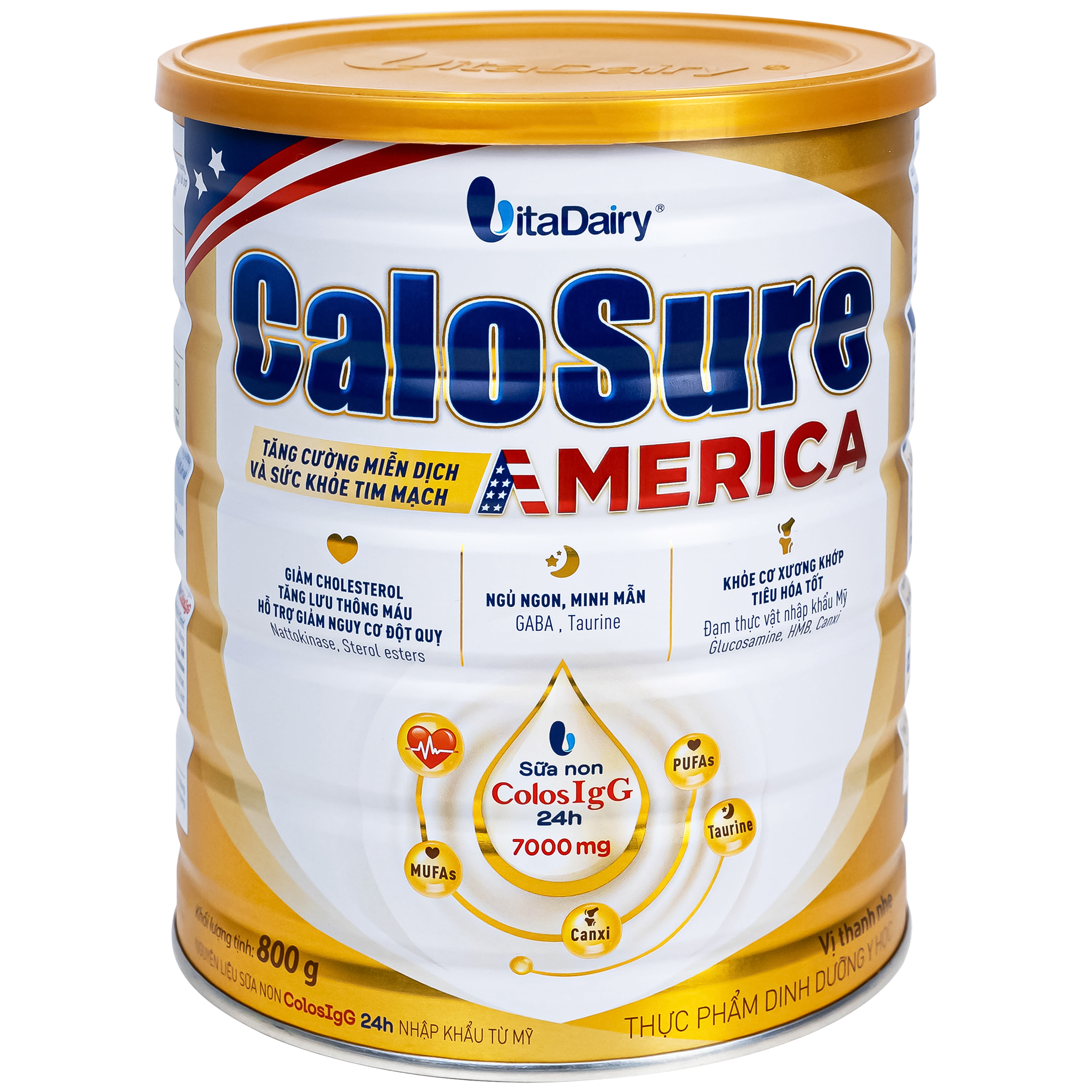 SỮA TĂNG CƯỜNG MIỄN DỊCH VÀ SỨC KHOẺ TIM MẠCH VITADAIRY CALOSURE AMERICA 800G