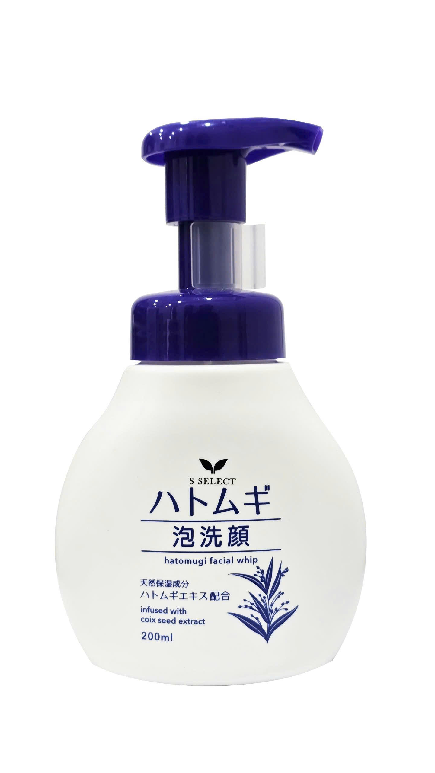 Sữa rửa mặt tạo bọt S Select Hatomugi Facial Whip làm sạch, dưỡng ẩm (200ml)