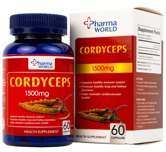 Viên uống Đông Trùng Hạ Thảo Pharma World Cordyceps 1500mg