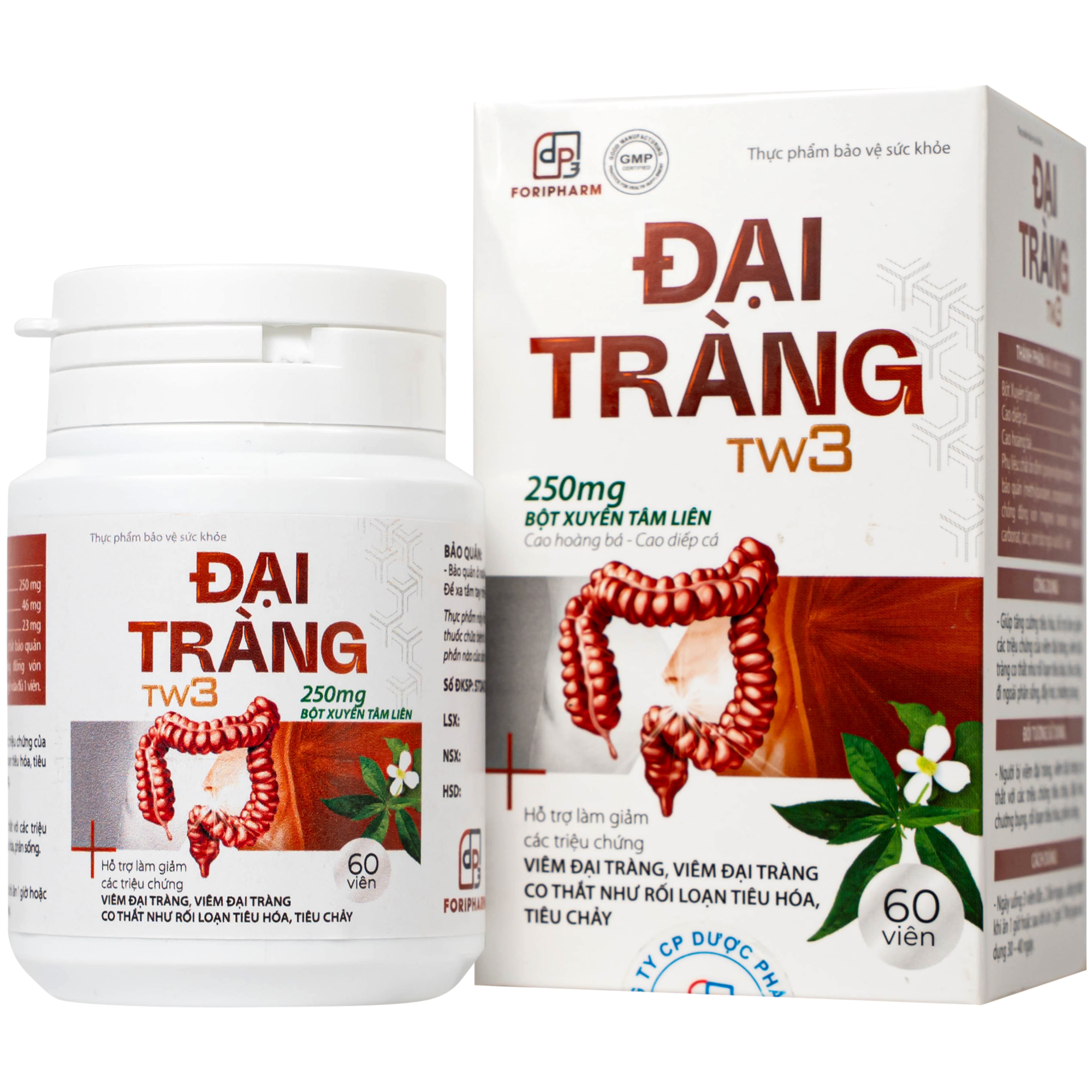 VIÊN UỐNG HỖ TRỢ LÀM GIẢM CÁC TRIỆU CHỨNG VIÊM ĐẠI TRÀNG, TĂNG CƯỜNG TIÊU HOÁ ĐẠI TRÀNG TW3 FORIPHARM 60V