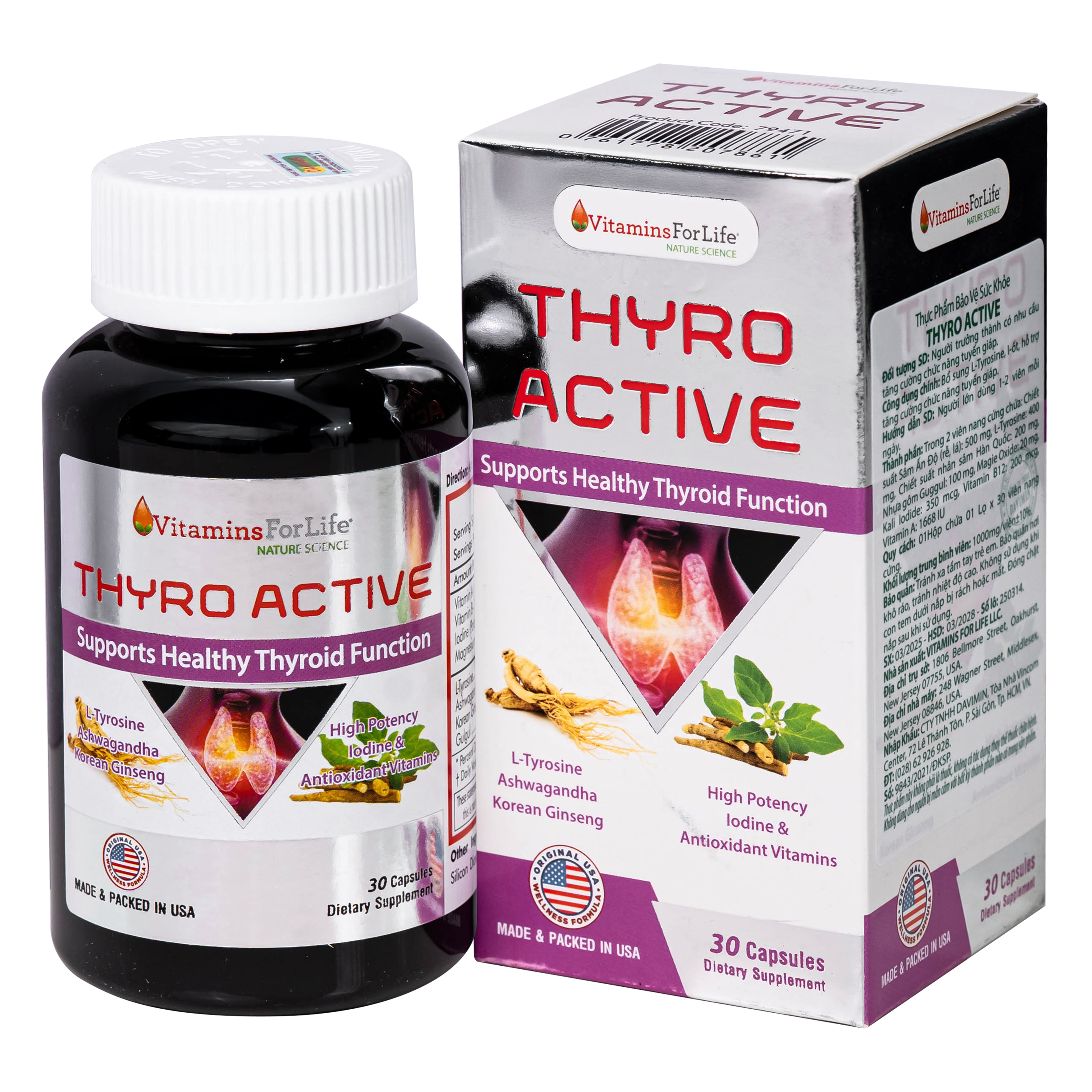 VIÊN UỐNG HỖ TRỢ TĂNG CƯỜNG CHỨC NĂNG TUYẾN GIÁP THYRO ACTIVE VITAMINS FOR LIFE 30V